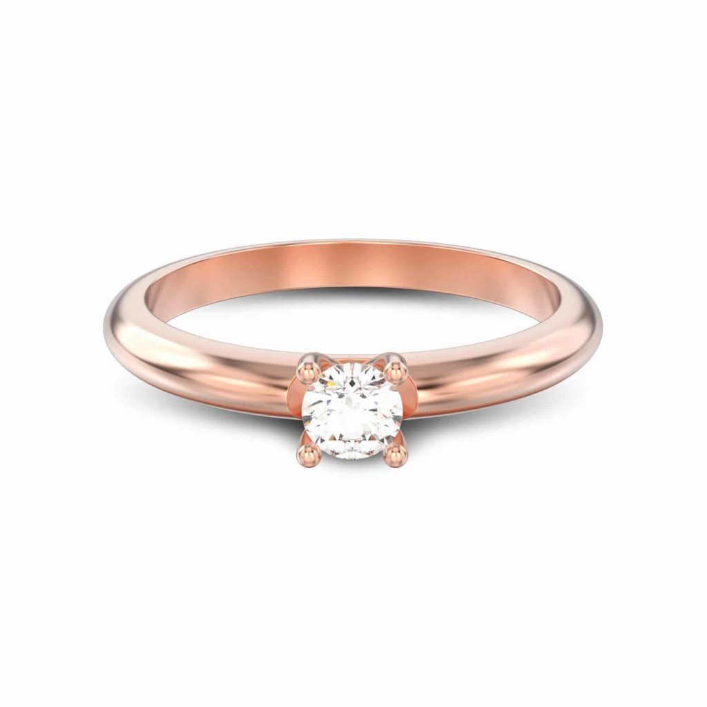 3D illustration isolated rose gold traditional solitaire engagem