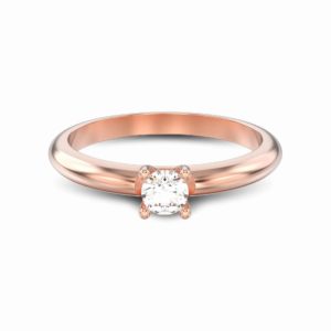 3D illustration isolated rose gold traditional solitaire engagem
